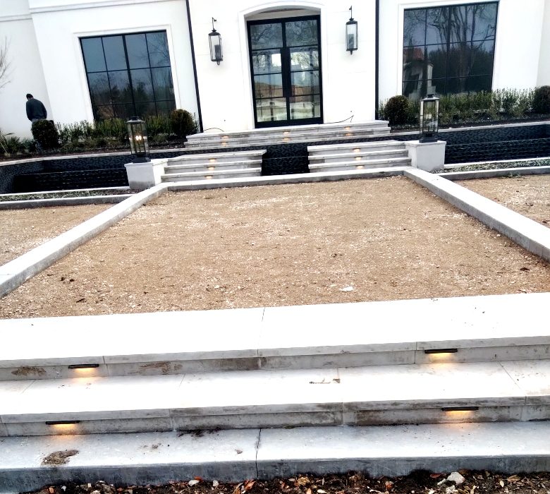 white house with step lights